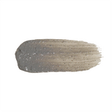 Swatch of charcoal clay face mask with exfoliating texture and subtle shimmer on a white background – natural skincare product smear for detoxifying and brightening complexion